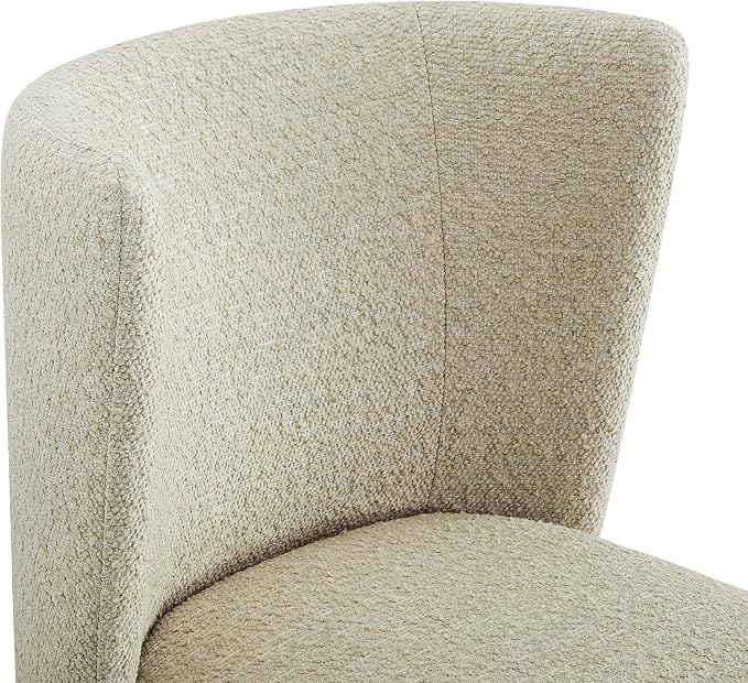 CHITA Upholstered Rolling Dining Chair on Casters Set of 4, FSC Certified Modern Curve Back Dining Chair with Casters, Boucle Dining Chairs for Reading Room Waiting Room Kitchen Dining Room, Oatmeal