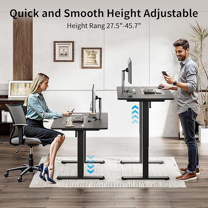 BIZUM 40x24 Inch Electric Standing Desk with Memory Presets, Quiet Motor Height Adjustable Stand Up Desk for Home Office & Gaming, Ergonomic Sit Stand Workstation，Black