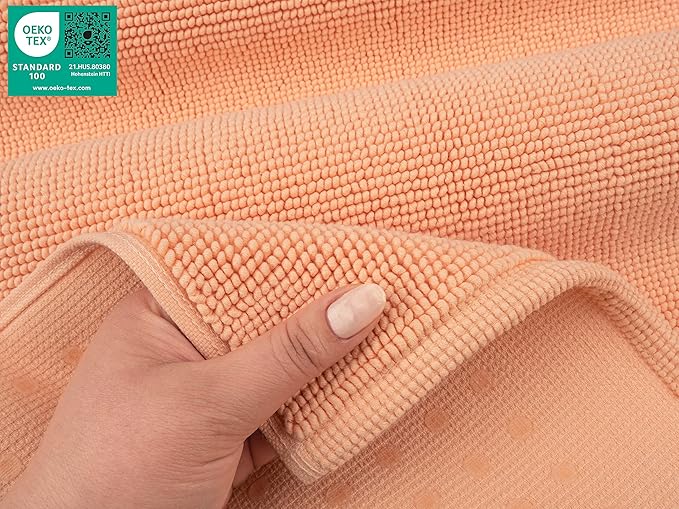 American Soft Linen Bath Rug, 17 in 24 in 100% Cotton Bath Mats Rugs for Bathroom, Slip Reducer Washable Shaggy Form Area Rugs, Malibu Bath Rug