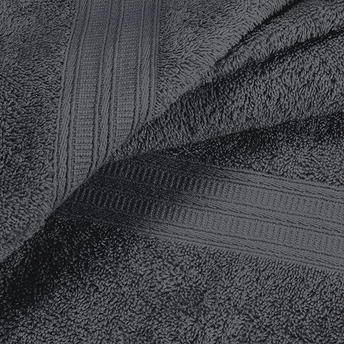 BOUTIQUO Ultra Soft Cotton 6 -Piece Hand Towel Set 16x24 Inch, Ideal for use in Bathroom, Kitchen, Gym, Spa & General Cleaning, Compact & Lightweight Multi Purpose Hand Towels - Charcoal Grey