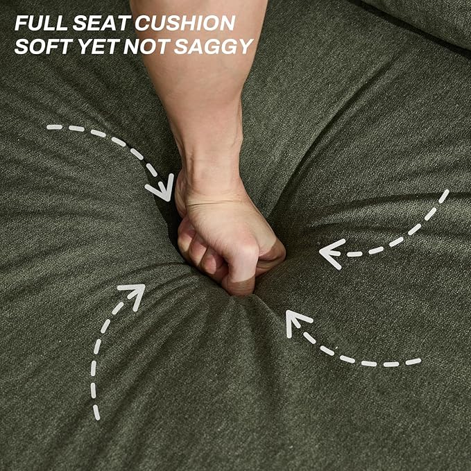 3 Seater Couch for Living Room, 79'' Comfy Deep Seat Sofa with Adjustable Armrests & USB/Type-C Charging Ports, Mid Century Modern Couch for Bedroom, Home Office, Green