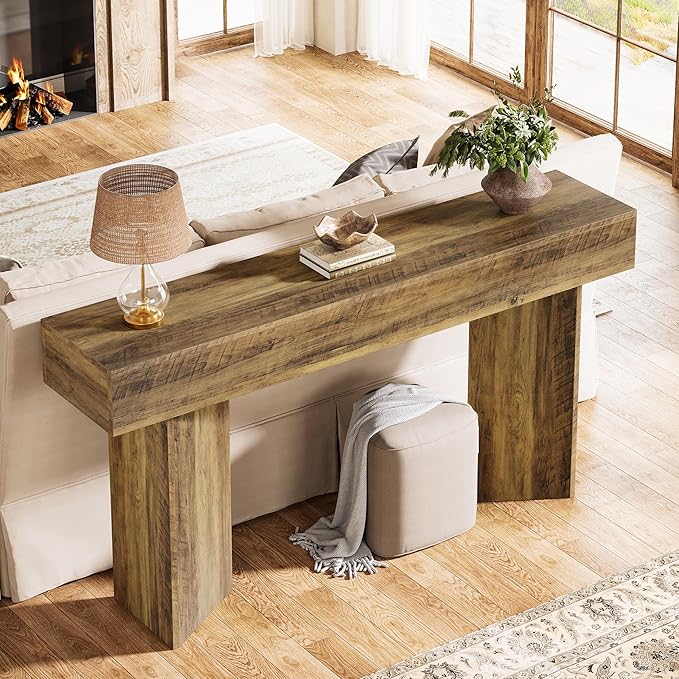 Tribesigns 63-inch Entryway Console Table, Narrow Long Sofa Table Behind Couch, Accent Entrance Foyer Table for Entryway, Entrance, Hallway, Brown