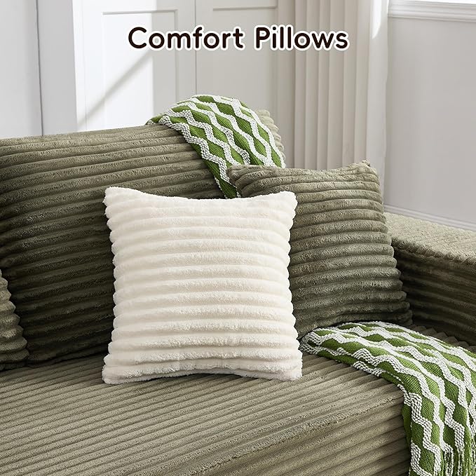 108" Boneless Couches for Living Room, Modular Sectional Sofa with Oversized Chaise, L-Shape Cloud Couch with Deep Seat, High-Density Memory Foam, No Assembly Required, Plush Corduroy Green