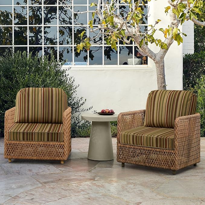 Outdoor Cushions for Patio Furniture Set of 2, 24"x24" Water Repellent Chair Cushions Removable Seat Bottom & Back Cushion Covers for Chair, Sofa, Couch, Colorful Stripe