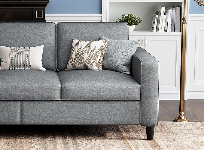 Sectional Sofas Couches for Living Room Convertible 3-Seater 78" L Shaped Couch for Small Spaces, Grey Pet-Friendly Modern Linen Fabric Sofa & Washable Covers for Apartments Studios Dorms