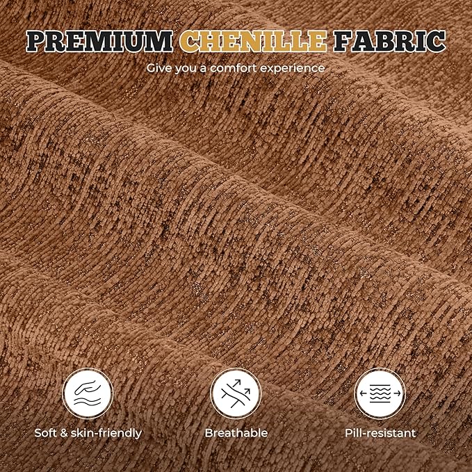 158" Modern U Shaped Modular Sectional Sofa, Boneless Couches for Living Room with Ottoman,6 Seater Convertible Chenille Cloud Couch Sofa Set, No Assembly Required, Orange 1 PCS