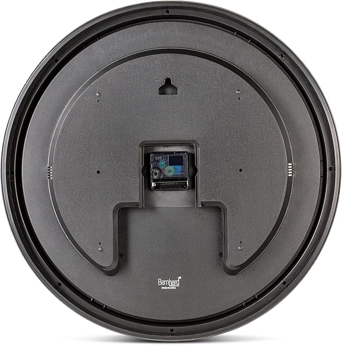 Bernhard Products Large Decorative Wall Clock 20 Inch Silent Non Ticking Battery Operated Quartz Vintage Stylish with Rustic Black Rim for Home Living/Dining Room Kitchen & Over Fireplace