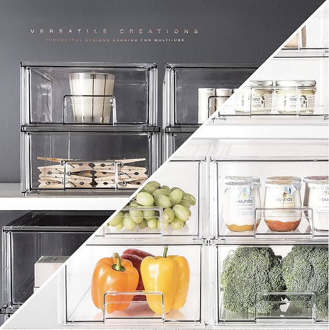 BINO | Stackable Storage Drawers, Small - Clear | THE CRATE COLLECTION | Storage Bins With Drawers | Bathroom Organizers | Under Sink Organizer | Vanity Cabinet Home Organization