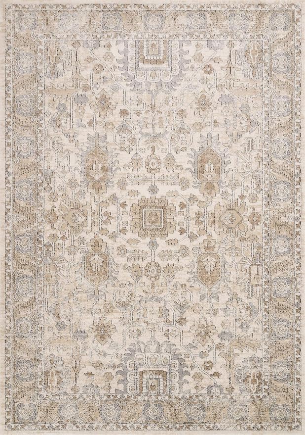 Loloi Teagan Collection TEA-03 Ivory/Sand 2'-8" x 4' Accent Rug, Large, Soft Neutral Rug, High-Traffic for Living Room, Bedroom, Home Office, Dining Area
