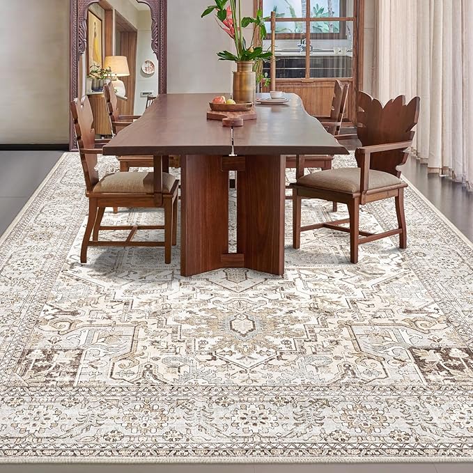 8x10 for Living Room Area Rugs, Large Machine Washable Non Slip Thin Carpet, Soft Indoor Luxury Vintage Distressed Carpets for Farmhouse Bedroom Home Office Clearance Carpet Area Rugs 8x10…