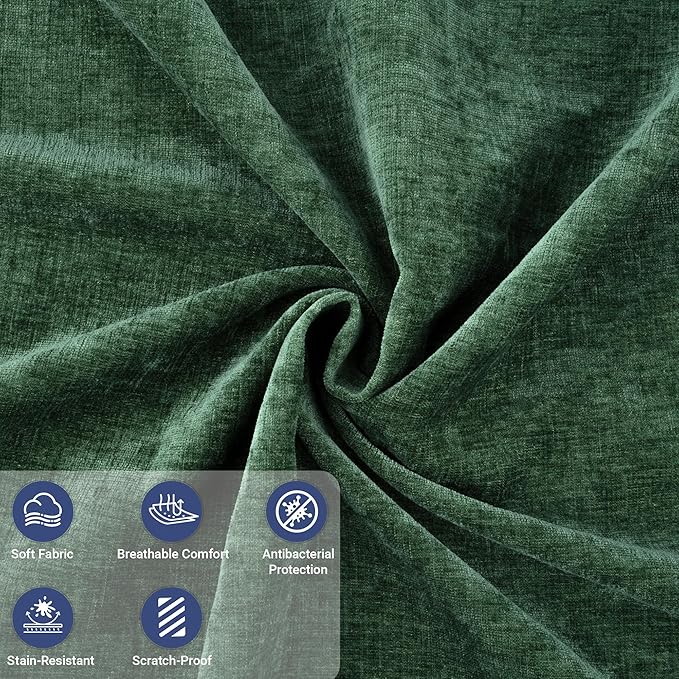 76" Sectional Compressed Sofa Modular Couches Loveseat 2 Deep Seat,High-Density Foam No Assembly Required,2-Piece(2xCorner) for Living Room Fabric Chenille Green