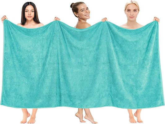 Cotton Paradise 100% Cotton 40x80 Oversized Bath Sheet, Extra Large Turkish Bath Towels for Bathroom, Turquoise Bathsheet