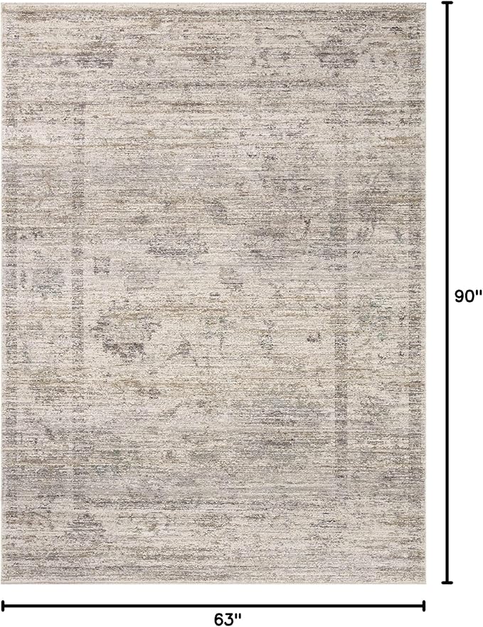 Loloi Magnolia Home by Joanna Gaines Millie Collection MIE-01 Silver/Dove 5'-3" x 7'-6", .25" Pile Height, Area Rug