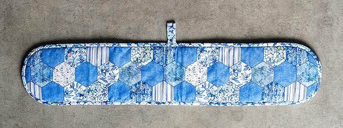 Maison d Hermine Summer Blue 100% Cotton Easter Double Oven Glove with Loop Heat Resistant for BBQ | Cooking | Baking | Grilling | Microwave | Barbecue | Spring/Summer (7.5 Inch by 35 Inch)