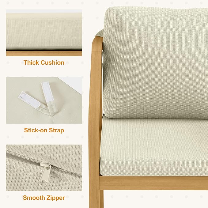 7-Piece Outdoor Dining Set for 6 with 23" Extra Wide Chair and Cushion，Patio Table and Chairs Set with All Acacia Wood Frame, All-Weather PE Rattan Outdoor Patio Furniture Set for Lawn Garden, Beige