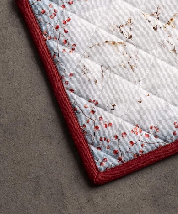 Maison d' Hermine Pot Holders 100% Cotton Heat Resistant Potholders 8" x 8" Hot Pads with Loop for Thanksgiving Christmas Decorations BBQ Cooking Handling Hot Pans (Pack of 1, Fairy Tale Forest)