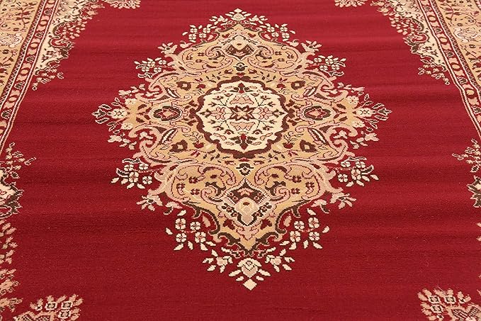 Unique Loom Reza Collection Traditional Persian Style Area Rug, 6 x 9 ft, Burgundy/Ivory