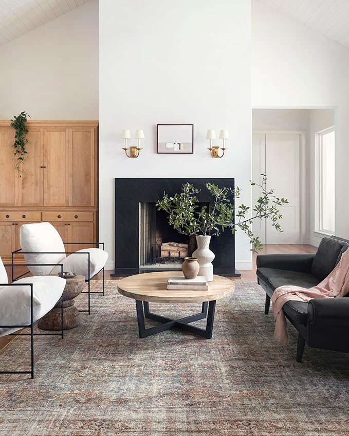 Loloi Chris Loves Julia Jules Collection JUL-05 Lagoon/Brick 7'-6'' x 9'-6'', .13" Pile Height, Area Rug