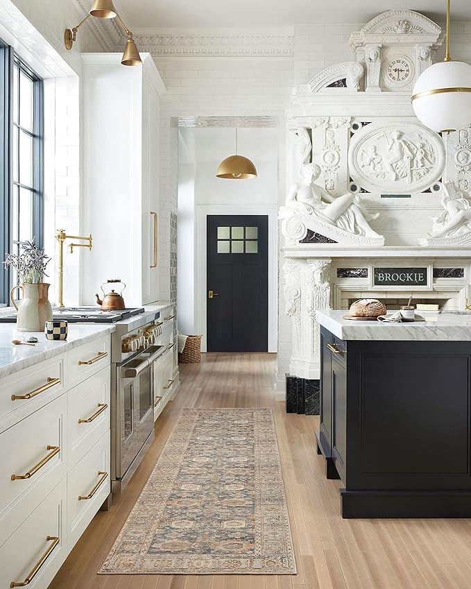 Loloi Margot Collection MAT-03 Ocean/Spice 2'-6" x 7'-6" Runner Rug feat. CloudPile, No-Shed Easy Clean Large Patterned Area Rug for Living Room, Bedroom, Dining Area