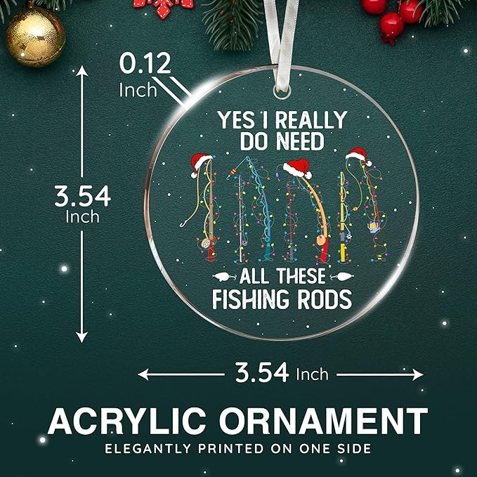 Fishing Ornaments for Christmas Tree - Unique Fisherman Gifts for Men, Funny and Unique Fishing Gift for Men and Boys, Fisherman Gift