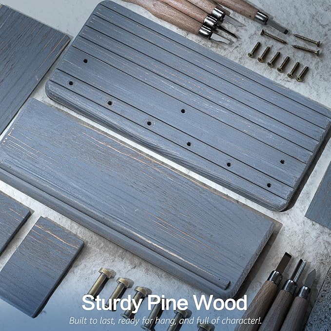 Rebee Vision Pine Wood Key Holder Wall Mount for Home Organization Accent – Wooden Key Holder for Wall with 6 Hooks & Floating Shelf - Elegant Room Decor Aesthetic (Royal Blue)