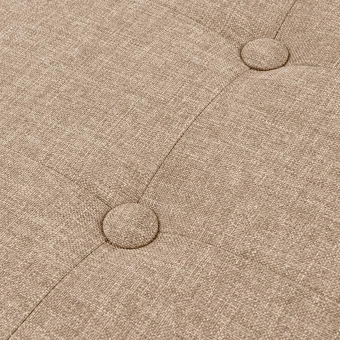Lavish Home Ottoman Set of 2 - Ottoman Foot Rest, Linen Chest, or Storage Bench Set - 30in Ottomans for Living Room, Bedroom, Dorm Storage (Beige)