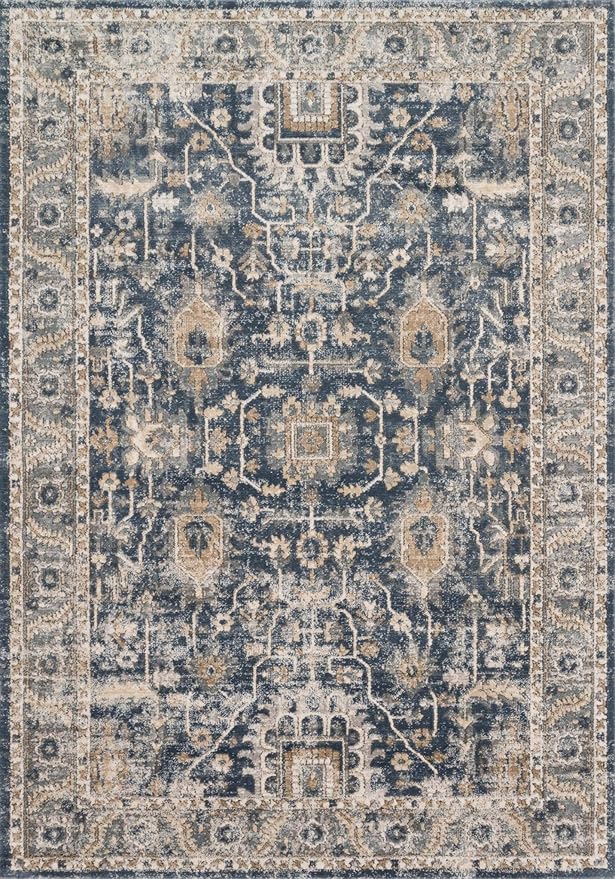 Loloi Teagan Collection TEA-03 Denim/Pebble 11'-6" x 15' Area Rug, Large, Soft Neutral Rug, High-Traffic for Living Room, Bedroom, Home Office, Dining Area