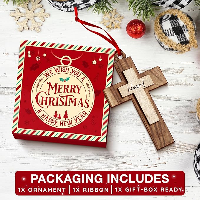 Religious Christmas Ornaments - Cross Ornaments for Christmas Tree Decoration, Christian Ornament for Home Decor, Unique Religious Gifts for Christian Women, Ideal Gifts for Christian Women