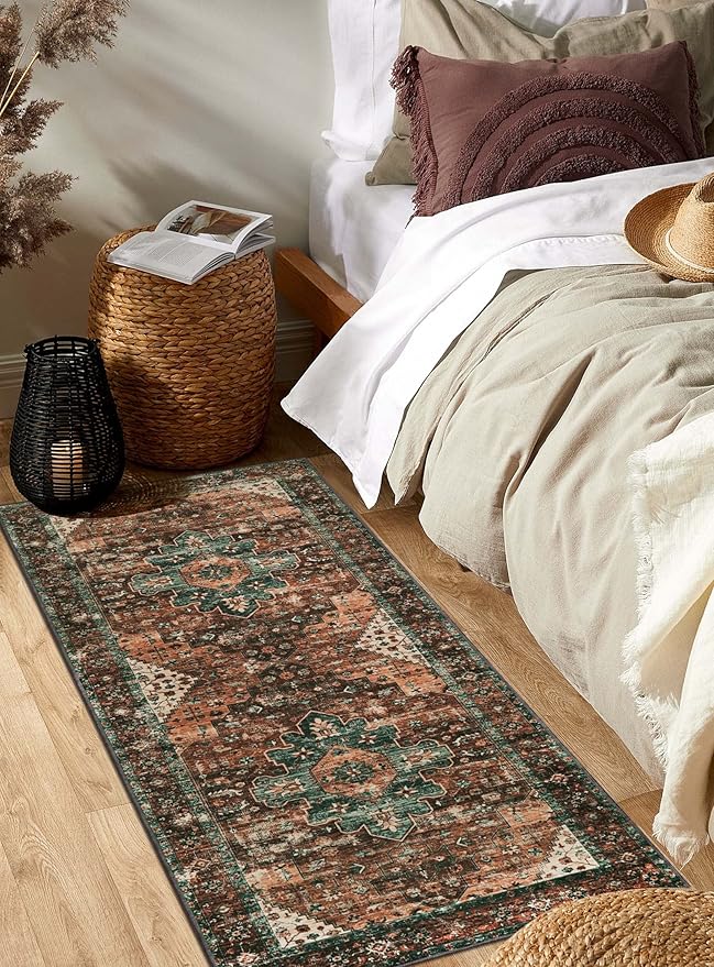 Moynesa Ultra-Thin Washable Runner Rug - 2x5 Laundry Room Rug Low Pile Hallway Rug Runner, Non Slip Non Shedding Pet Friendly Indoor Floor Carpet Runner for Bathroom Kitchen Living Room Bedside