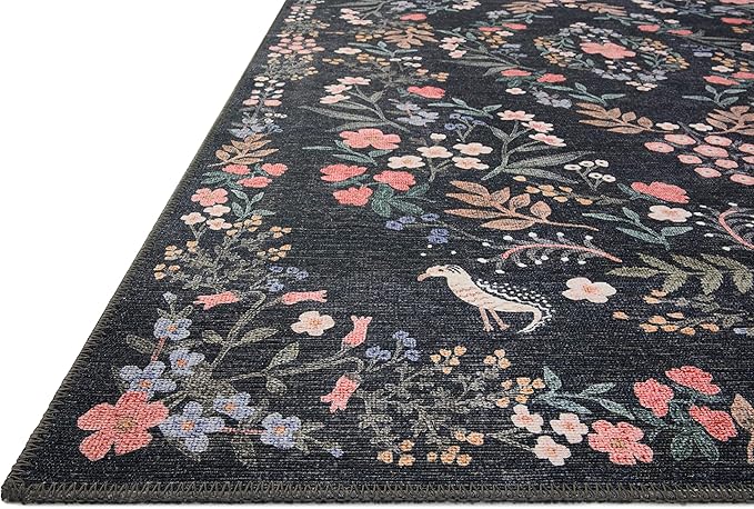 Loloi Rifle Paper Co. Maison Collection MAO-04 Tuileries Black 7'-6" x 9'-6", .19" Pile Height, Area Rug
