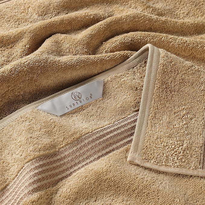 Superior Heritage Egyptian Cotton 3 Piece Towel Set, Assorted Absorbent Towels for Bathroom, Guest Bath, Luxury Home Decor Essentials, Includes 1 Bath, 1 Hand, 1 Face Towel/Washcloth, Toast