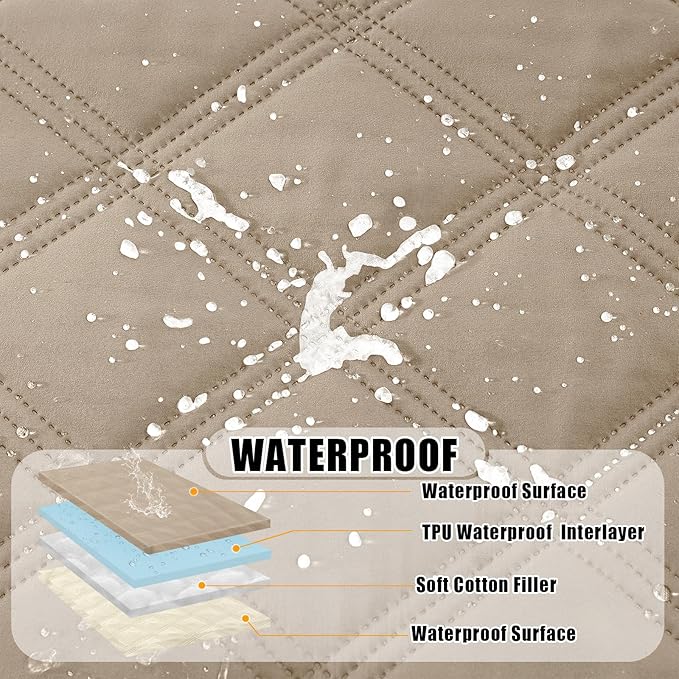 Smiry Waterproof Dog Bed Cover Blanket 82x102, Soft Reversible Pet Blanket, Washable Leakproof Cats Dogs Couch Cover for Sofa, Couch, Furniture, Taupe/Beige