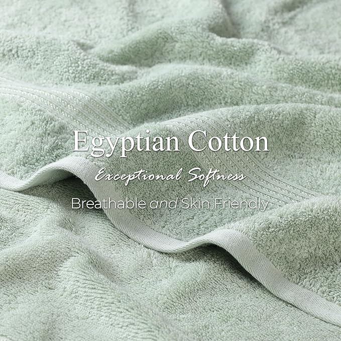 Superior Heritage Egyptian Cotton 3 Piece Towel Set, Assorted Absorbent Towels for Bathroom, Guest Bath, Luxury Home Decor Essentials, Includes 1 Bath, 1 Hand, 1 Face Towel/Washcloth, Sage