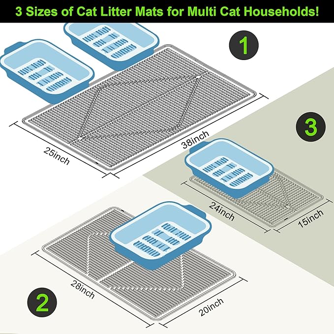 Mofason Cat Litter Mat XXL - Waterproof Kitty Litter Box mat for Floor - Extra Large Pet Trapping Litter Rug Pad - Silicone Cat Supplies & Accessories for Indoor Cats (38" x 25") -Pearl