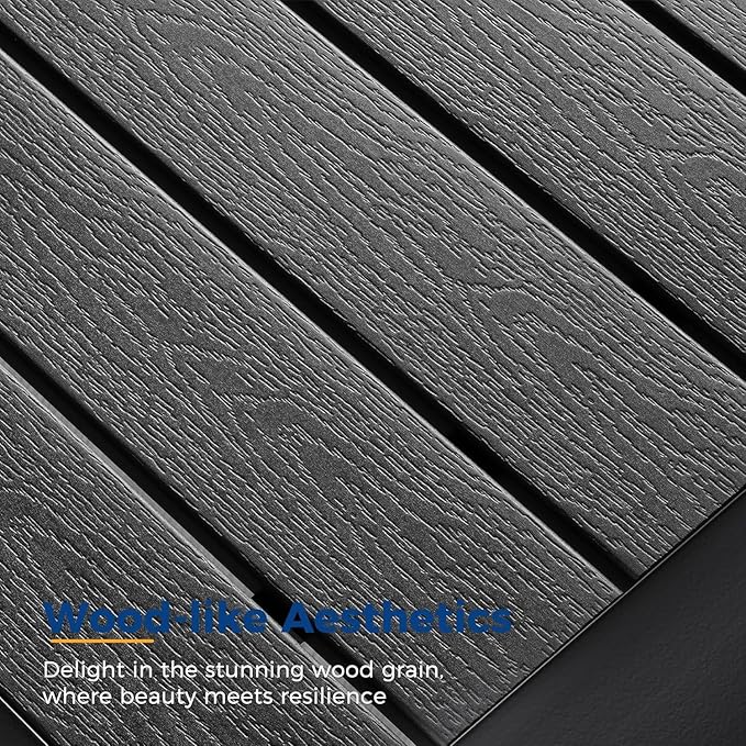 Wisteria Lane Aluminum Patio Furniture Set, 7 Seats Outdoor Conversation Set, Sectional Metal Sofa with 5 Inch Cushion and Coffee Table for Balcony, Backyard, Garden, Black Frame and Grey Cushion