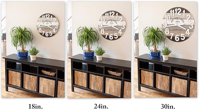 18" Wooden Multi-Color Maritime Coastal Beach Large Number Wall Clock (Gray, 18 inch)