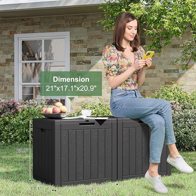 31 Gallon Outdoor Storage Box, Waterproof Resin Deck Box with Lockable Lid – Storage Cabinet for Patio Furniture, Pool Supplies, Garden Tools – Indoor & Outdoor Use(2Box/Set)