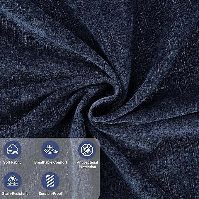 106" Sectional Compressed Sofa Modular Couches L-Shape with Chaise,High-Density Foam No Assembly Required,4-Piece(2xCorner 1xArmless 1xOttoman) for Living Room Chenille Blue