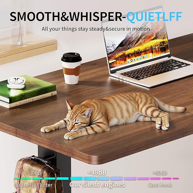 BIZUM Electric Standing Desk, 55x24 inches Height Adjustable Desk, Sit to Stand Desks Memory Gaming Computer Workstation for Home Office, Dark Walnut