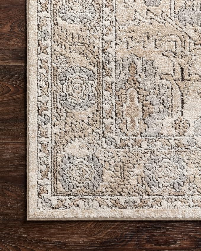Loloi Teagan Collection TEA-03 Ivory/Sand 3'-4" x 5'-7" Accent Rug, Large, Soft Neutral Rug, High-Traffic for Living Room, Bedroom, Home Office, Dining Area