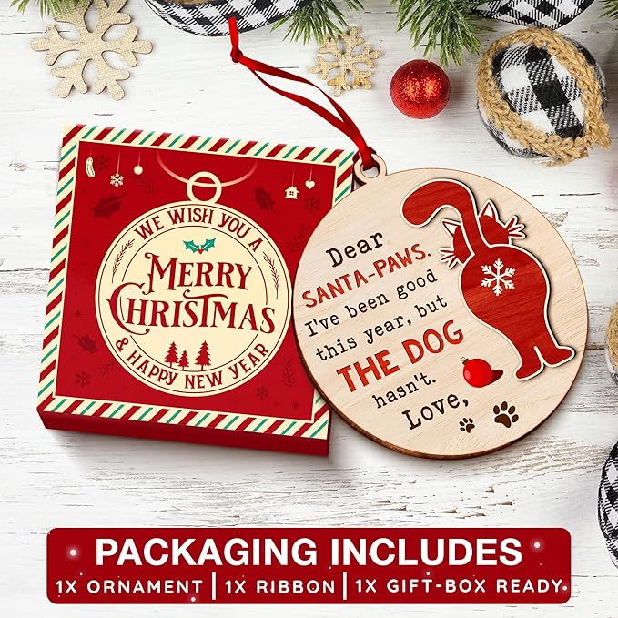 Cat Ornament - Christmas Tree Ornament for Cat Lovers, Adorable 2025 Kitty Ornaments, Funny and Unique cat Themed Decoration, Perfect for Adding Festive Feline Charm, Ideal