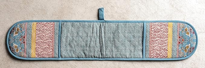 Maison d' Hermine Double Oven Mitts 100% Cotton 7"x35" Double Oven Mitt Heat Resistant BBQ Cooking Gloves with Loop, Baking, Grilling, Home, Kitchen, Handling Hot Pans Spring Summer (Marquise)