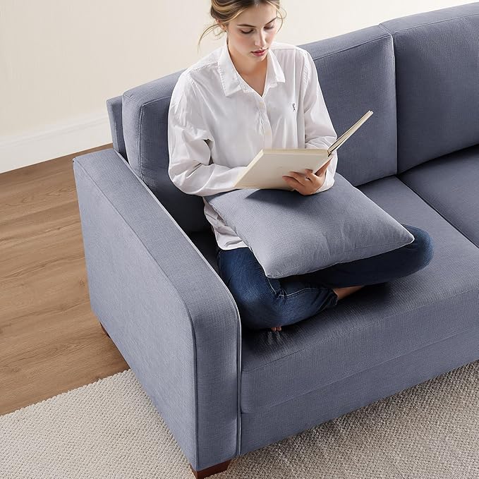 VANOMi Loveseat Couches for Living Room, Modern Sofas & Couches with Cushion & 2 Pillow, Comfy Linen Loveseat Sofa for Small Space, Office, Apartment, Light Grey