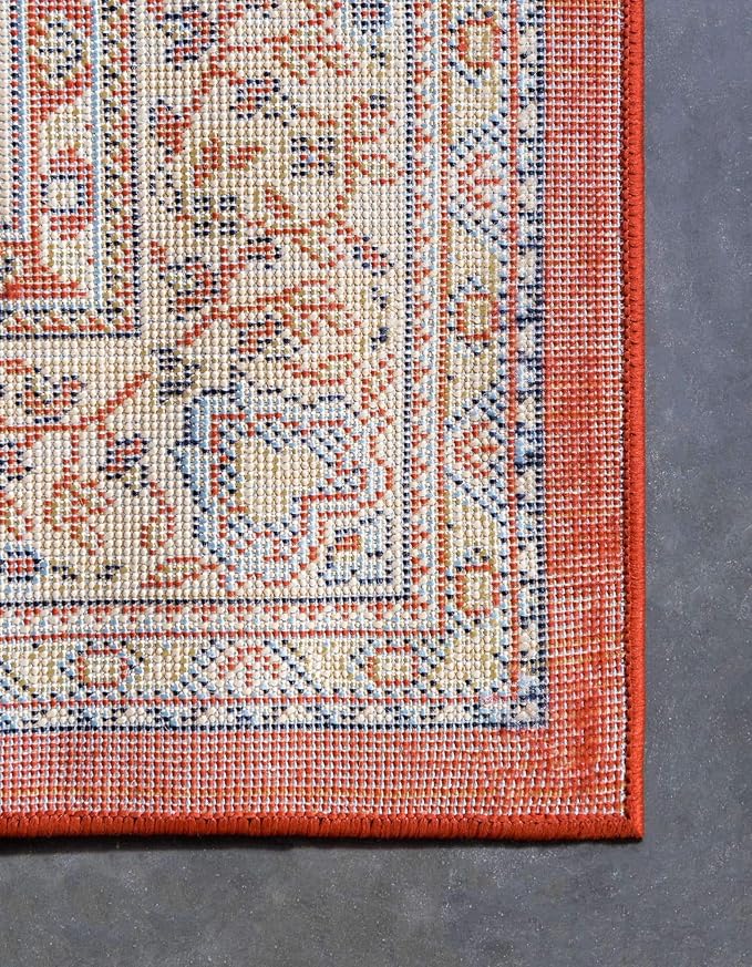 Unique Loom Reza Collection Traditional Persian Style Area Rug, 7 x 10 ft, Terracotta/Ivory