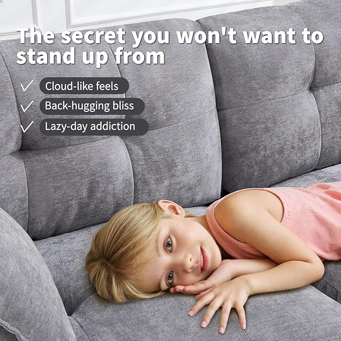 84" Loveseat Sofa, Modern Couches for Living Room,Double-Layer Cushion Cloud Couch with Deep Seat,Super Comfy Chenille Sofas,Sturdy Frame, Easy Assembly for Bedroom, Apartment, Office, Dark Grey