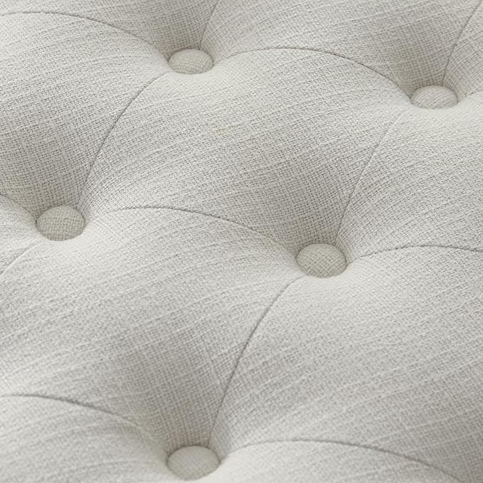 48" Coffee Tables for Living Room, Oversized Storage Ottoman Coffee Table, Fabric Tufted Ottomans, Upholstered Storage Ottoman Bench for Bedroom, Entryway (Beige)