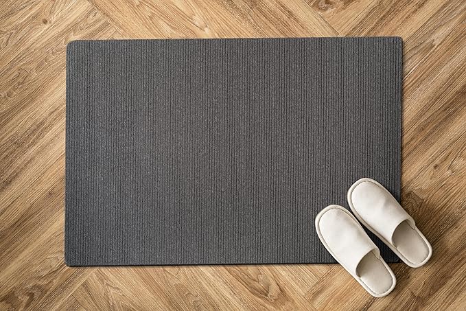 Non Slip Gray Solid Rubber Back Thing Landing Mat for Staircase 3x3 for Entryway, Rug for Bathroom, Stain Resistant Easy Cleaning Non Shedding Carpet Gray 3 x 3