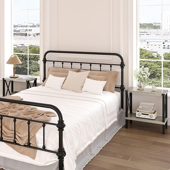 Narrow End Table, Large Sofa Side Table, Farmhouse Nightstand with Storage Shelve, Slim Bedside Table for Living, Room Bedroom, Lounge Oak MLBZ17Z