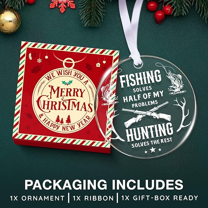Fishing Ornament for Christmas Tree - Unique Hunting and Fishing Gifts for Men, Perfect Ornaments Gifts for Fisherman, Ideal Gift for Fisherman and Hunting Enthusiast