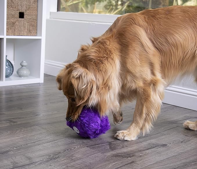 goDog Furballz Squeaky Plush Ball Dog Toy, Chew Guard Technology - Purple, Large